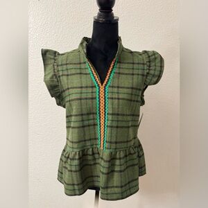 Green Plaid Women's Tunic Top
